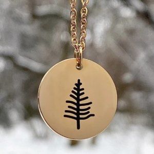 Pine Tree Dime Necklace - Gold
